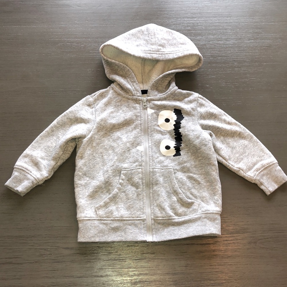 Okie Doki Monster zip up sweatshirt size 12M EUC